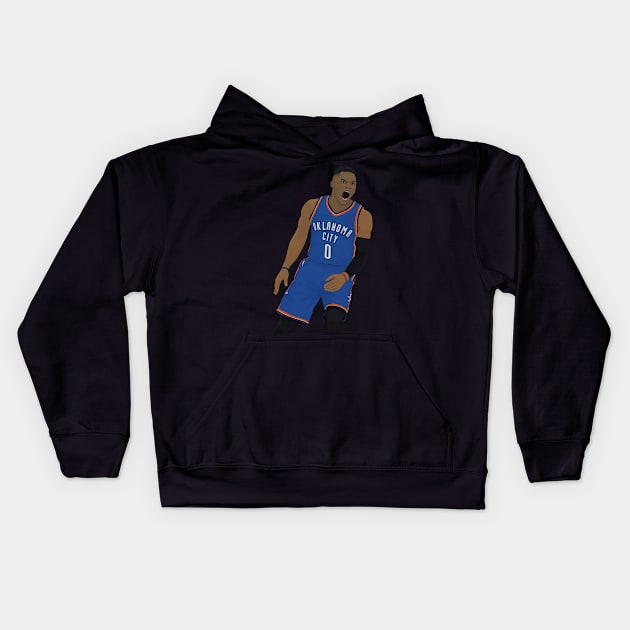 Russell Westbrook digital illustration Kids Hoodie by fmmgraphicdesign